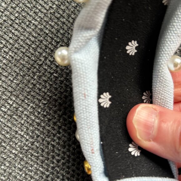 Lele Sadoughi headband pale blue with pearl and sun beads in good used condition - Picture 13 of 14